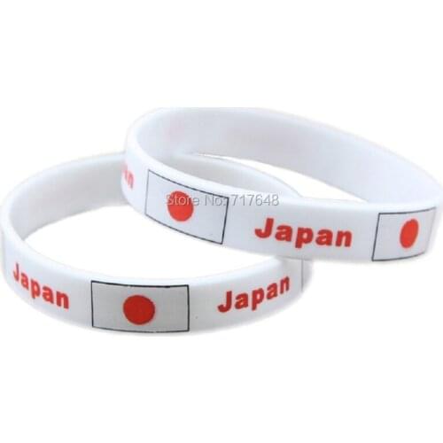 100pcs White Flag Japan wristband silicone bracelets free shipping by epacket A