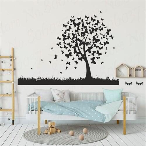 Tree Wall Sticker Office Dorm Room DIY Tree Grass Wall Decal Bedroom Nursery Vinyl Decor WL1255