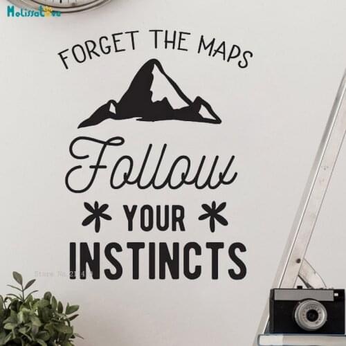 Forget The Maps Follow Your Instincts Wall Decals Gifts Home Decor Living Room Quote Vinyl Self-adhesive Mountain Sticker YT3749