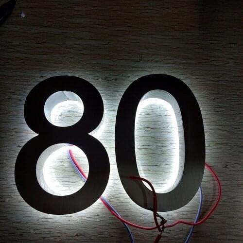 Custom Factory waterproof stainless steel backlit led house number letters