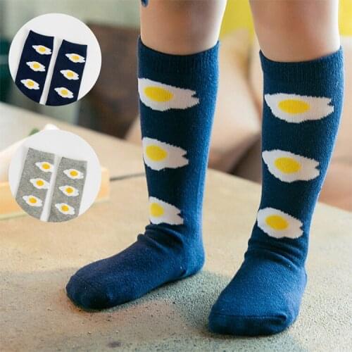 Baby Socks Cartoon High Knee Socks Girls Children Cute Poached Egg Boys Tube Meias NewBorn Long Socks Cotton Leg Warmer Brand