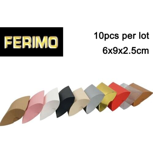 10pcs Kraft Paper Pillow Favor Box white/red/gold/silver/black Wedding Party Favour Gift Candy Boxes Home Party Birthday Supply