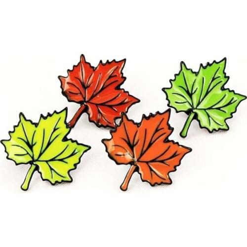 12pcs/ lot fashion jewelry accessories metal enamel maple leaf badge pin