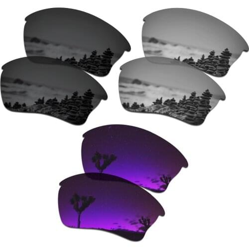 SmartVLT 3 Pairs Polarized Sunglasses Replacement Lenses for Oakley Half Jacket XLJ Stealth Black & Silver Titanium & Purple