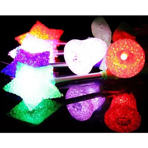 30pcs/lot Colorful LED Glow Stick Rose Star Heart Shaped Luminous Wand Bar Concert Party Particle Flashing Sticks