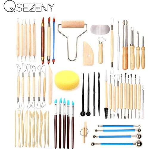 61PCS Ceramic Clay Tools Set Polymer Clay Tools Pottery Tools Set Wooden Pottery Sculpting Clay Cleaning Tool Set Tool Sculpture