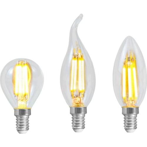 5Pcs/Lot LED Filament E14 C35 With/Without Tail G45 2W/4W/6W 220V Warmwhite White Edison Home Lighting Bulb Large Stock