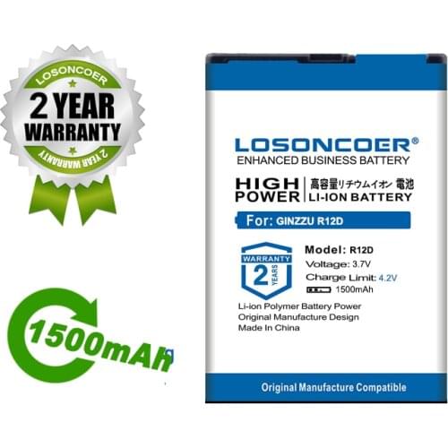LOSONCOER Battery 1500mAh For GINZZU R12D Mobile Phone Battery