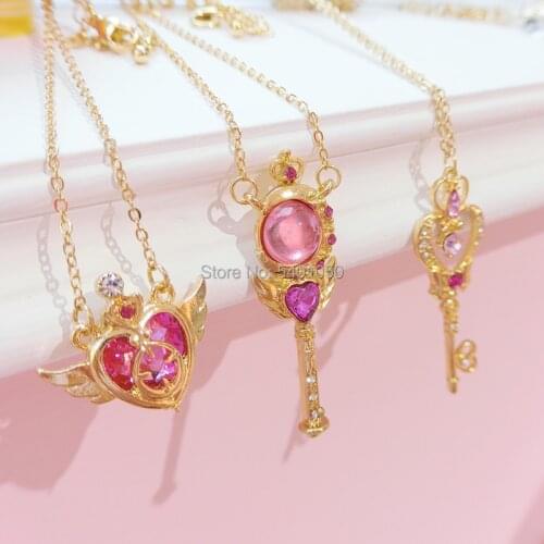 Anime Sailor Moon Loving Wand Crystal cosplay Pendant Necklace Girl accessories Cute props