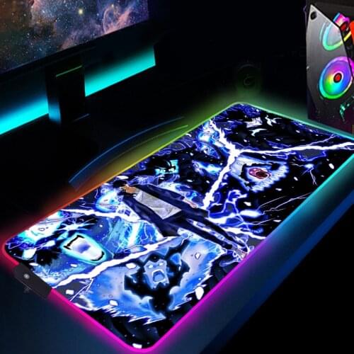 Large RGB Gaming Mouse Pad Solo Leveling Mousepad LED Mat XxL Mouse Mat Computer Mause Pad Rubber No Slip Mausepad Keyboard Pad