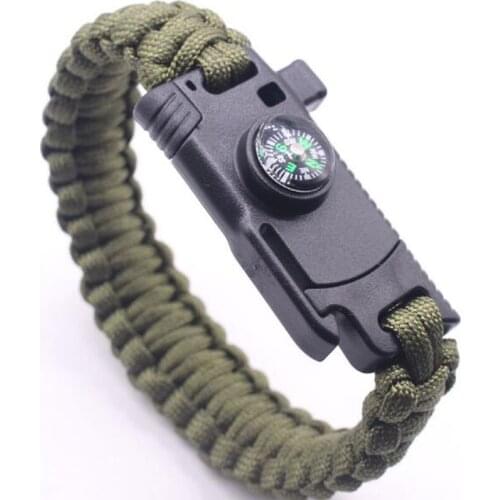 Safety Survival Paracord Bracelet Whistles Outdoor Hiking Multi Functional Emergency Paracord Bracelet Compass Without Flint