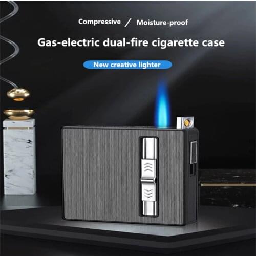 10/20pcs Capacity Cigarette Case, Cigarette Lighter, Gas-filled Arc Dual-use Lighter, USB Rechargeable, Gas-filled Cigar, Cigare