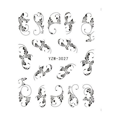 YZWLE Black Flower Vine Nail Water Sticker Leaf Lace Design Slider Nail Art Decal Beauty Foils Decoration