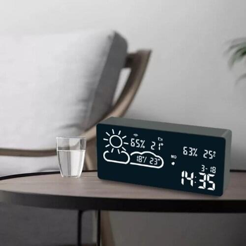 LED Digital Alarm Clock Radio With Temperature And Humidity Clock APP Control Smart Home Clocks Table Decor