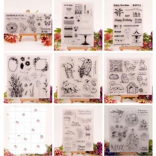 Flower animal Clear Stamps for Scrapbooking Tampons Transparents Seal Background Stamp Card Making Diy