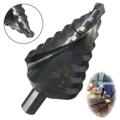 Fixmee 1pcs 10-45mm Nitrogen Coated HSS Spiral Groove Step Cone Drill Hole Cutter Bit