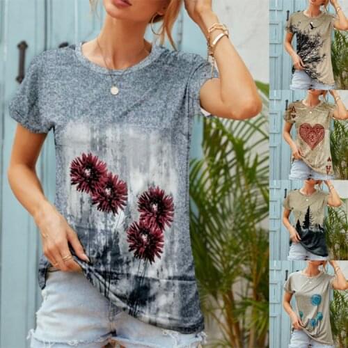 Summer 3D Creative Pattern Print Loose Short Sleeved O Neck T Shirt Tops Womens Casual Loose T Shirt Fashion Women Clothin