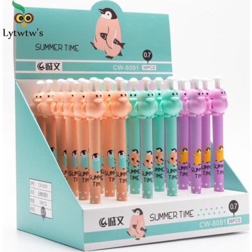 1 Piece Lytwtws Kawaii Cute Penguin Press Mechanical Pencil School Office Supply Student Stationery Kid Automatic Pencil