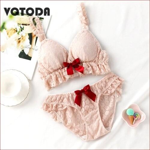 Girls Sweet Lolita Bras Set French Style Underwear Sexy Lace Lingerie For Woman Women Clothing Comfortable Cotton Intimates