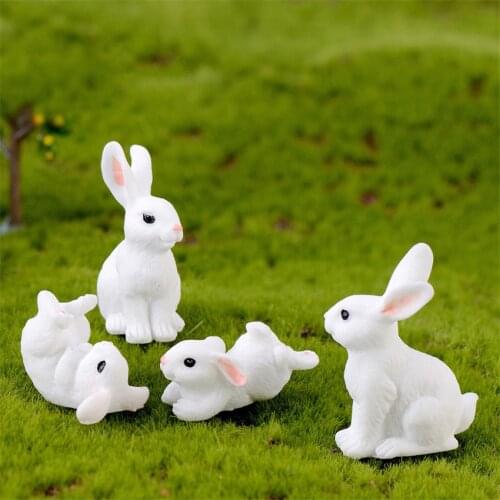 1Pcs Mini Cute Rabbit Family Animal Model Craft Gift Bonsai Decor Miniature Home Character Ornament DIY Garden Easter Decoration