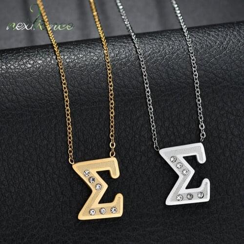 Nextvance Rhinestone Sigma Symbol Pendant Necklace 316L Stainless Steel Necklace for Children Kids Gift Dropshipping Koyle