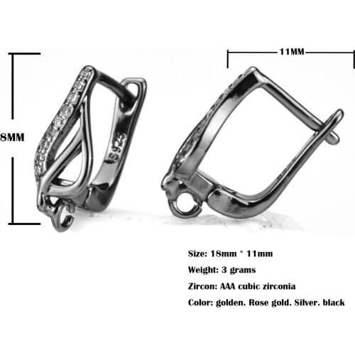 New Ladies Golden Clip-on Earrings Wedding Party Earrings Square Earrings Micro-Inlaid Zircon Jewelry DIY Earrings Accessories