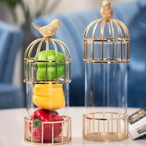New Golden Birdcage Ornaments Model Metal Vase Decoration American Country Model House Decoration