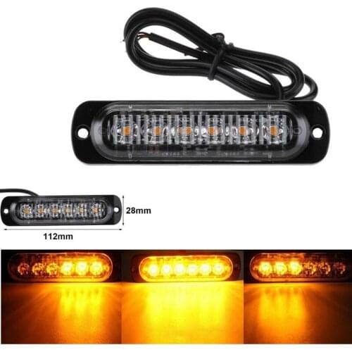 New 6 Light Ultra Thin Warning Light Motorcycle Pickup Flash Light 12-24 V General Ultra Thin Flash Light 6 LED