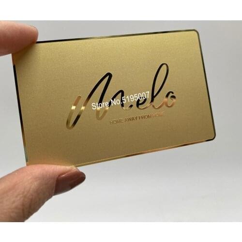 Wholesale high quality personalized gold mirror metal business card