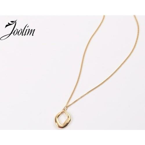 JOOLIM Jewelry Wholesale Gold Finish Irregular Lava Pendant Necklace Stainless Steel Necklace
