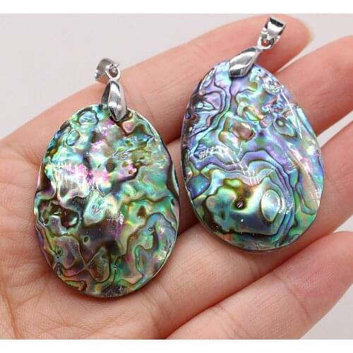 Natural Abalone Mother of Pearl Shell Egg-shaped Edging Pendant Handmade Crafts DIY Necklace Bracelet Jewelry Accessories Making