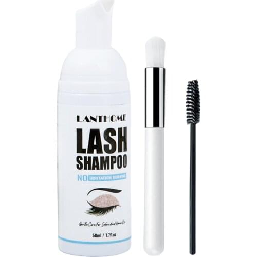 Eyelash Extension Shampoo 50ml Eyelid Foam Cleanser with Brush for Salon Use