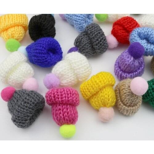 10-50Pcs Knitting Mini Pompon Hats DIY Craft Supplie Headwear Brooch Crochet Toys Decor Jewelry Accessory Small Caps Components