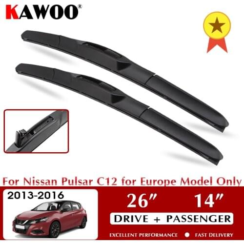 Wiper Car Wiper Blades For Nissan Pulsar C12 Europe Model Only 2013-2016 Windshield Windscreen Front Window 26"+14" LHD RHD