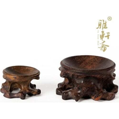Black rosewood carving studio Gallery of red sandalwood carvings carved gourd walnut base crystal ball hollow base seat