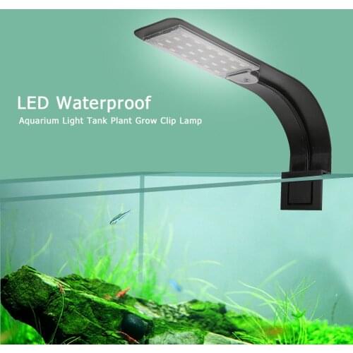 Super Slim 10W LED Waterproof Aquarium Light for Fish Tank Aquatic Plants Grow Lighting Clip-On Lamp EU Plug Cable Fish Supplies