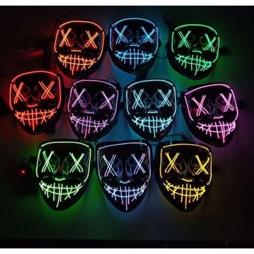 Luminous V for Vendetta Mask LED Mask Halloween Horror Death Luminous Mask Halloween Cosplay Anime Sequin Mask Tokyo Ghoul