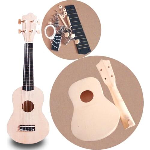 21 inch DIY Ukulele Hawaii Guitar Handwork Kit Wooden Painting Kids Children Toy Assembly for Beginner Amateur Ukelele DIY001
