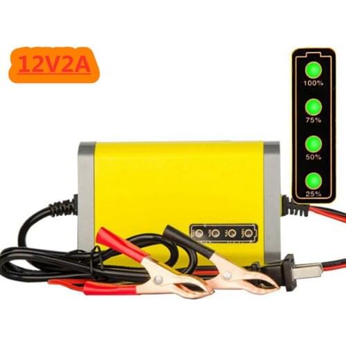 12V 2A Smart Automatic Battery Charger for Car Motorcycle 12 Volt Lead-Acid AGM GEL Auto Batteries Accumulators with LED Display