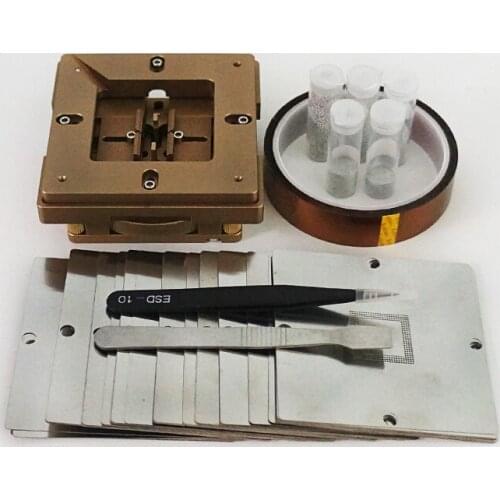 80MM 90MM Universal Reball Jig Kit Reballing Kit 170pcs BGA Stencils for Laptop with Solder Balls ESD Tweezer Brush