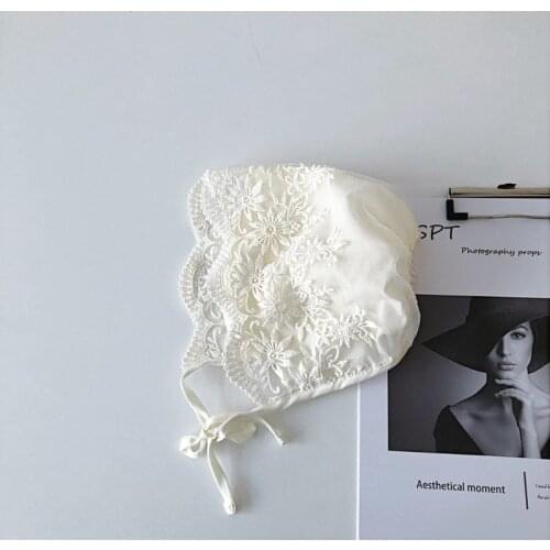 Infant Baby Cute Hat with Embroidery Flowers Lace Cotton Sunhat Soft Cotton Flower Bonnet Hat for Newborn Babies Summer