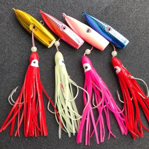 1PC Metal Slow Sinking Jig Head Rubber Skirts Fishing Lure Large Bottomship Inchiku Squid Hook Jigging Lure 150g 180g 200g