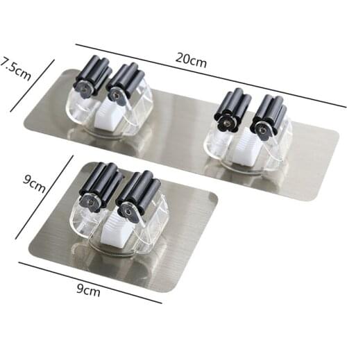 1 Pcs New Multifunctional Self-Adhesive Seamless Stickers Mop Rack Kitchen Broom Rack Kitchen Bathroom Hooks Mounted Wall Hook