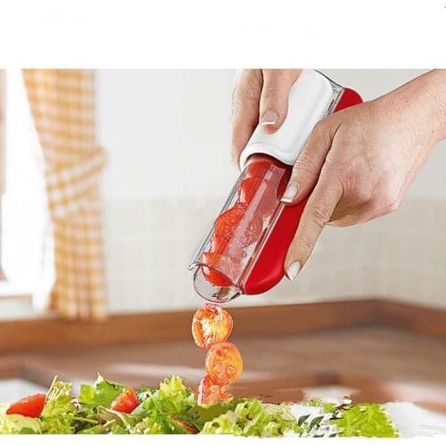 1PC Plastic Manual Tomato Grape Cutter Slicer Cherry Chopper Fruits Vegetables Knife Salad Maker Kitchen Tools Helper OK 0492
