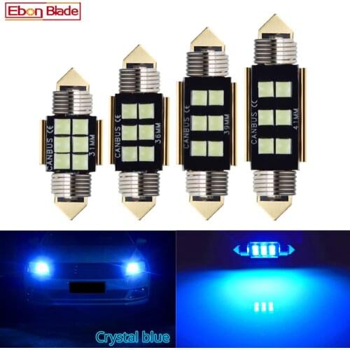 4 x c5w led CANBUS led bulb 12V Festoon 31mm 36mm 39mm 41mm c5w c10w reading lamp car Interior dome map Light 3030 6SMD Ice Blue