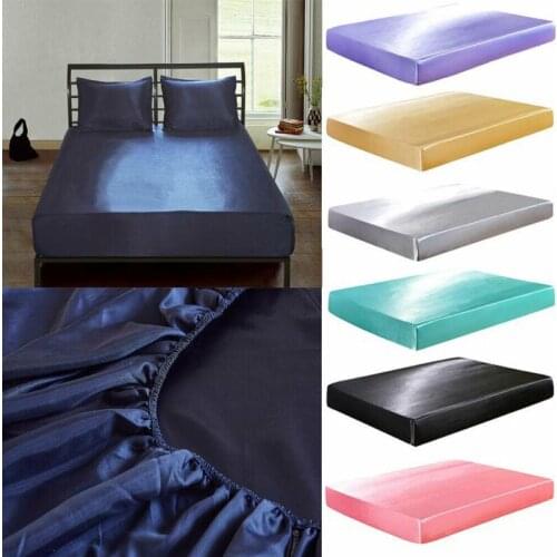 15 Faroot Satin Silk Bed Fitted Sheet Elastic Sheets Polyester & Cotton Single