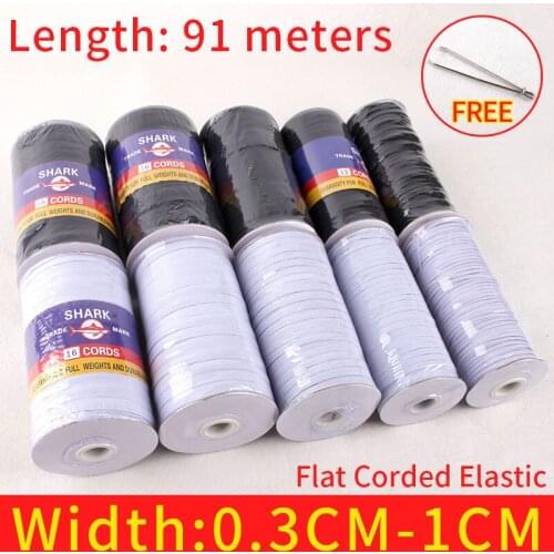 White 91meters Length 0.3cm 0.5 0.6 0.8 1 centimeter Width Elastic Cord Elastic Band Bungee Rope Black Stretch Knit Spool