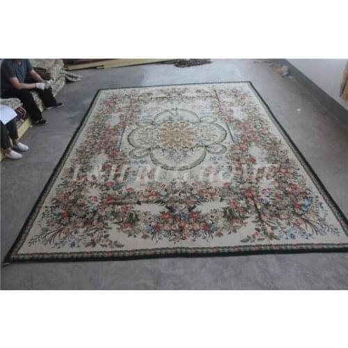 Free shipping 7+10K 9'x12' classical needlepoint rugs, 100% New Zealand wool carpets for home decoration