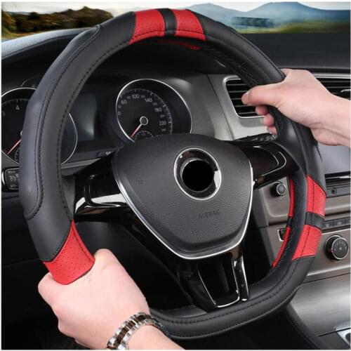D Shape Steering-Wheel Black Auto Car Steering Wheel Cover Leather 38CM wheel cover Interior accessories