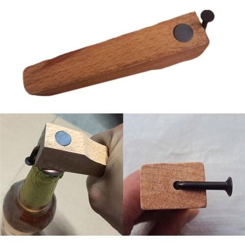 Wooden Bar Novelty Creative Household Bottle Opener Lid Remover Kitchen Bar Tool Smooth Wood Nail Wine Beer Bottle Cap Opener